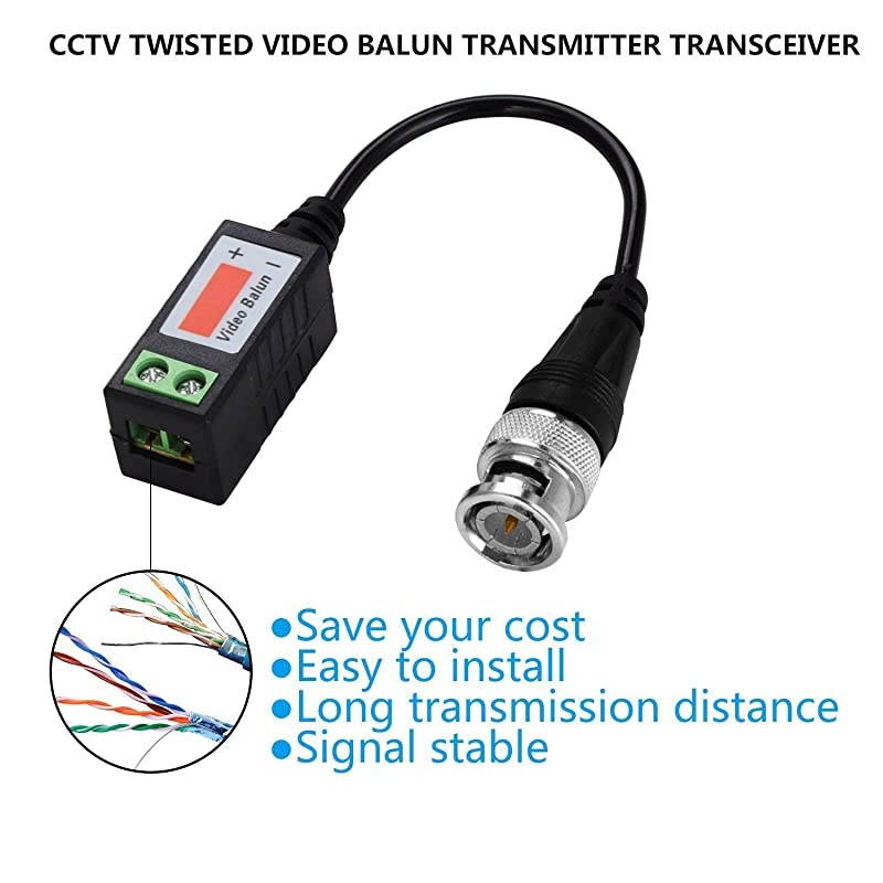 Balun Connectors Passive 8 Pairs Cat5 HD Mini CCTV BNC Balun Transceiver Cable for BNC Male Cable via CAT55E6 Twisted Pair Transmitter CCTV Security Camera System