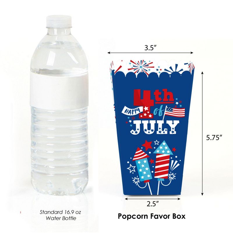 Big Dot of Happiness Firecracker 4th of July - Red, White and Royal Blue Party Favor Popcorn Treat Boxes - Set of 12