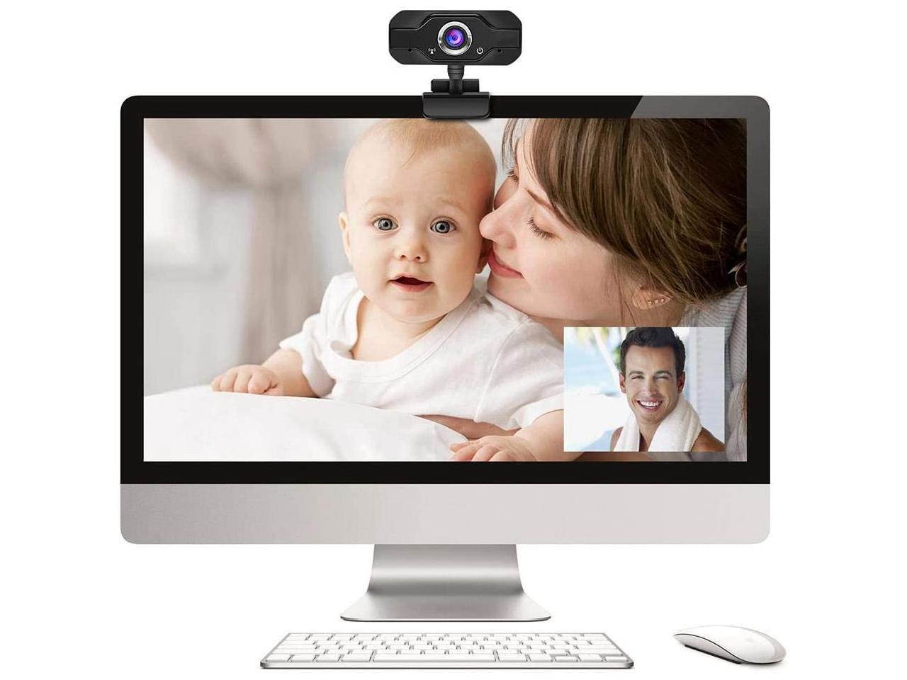 PC Webcam W18 Replace Logitech C270, 1080P Full HD Webcam USB Desktop & Laptop Webcam Live Streaming Webcam with Microphone Widescreen HD Video Webcam for Video Calling (HD Webcam)&hellip; (Black)