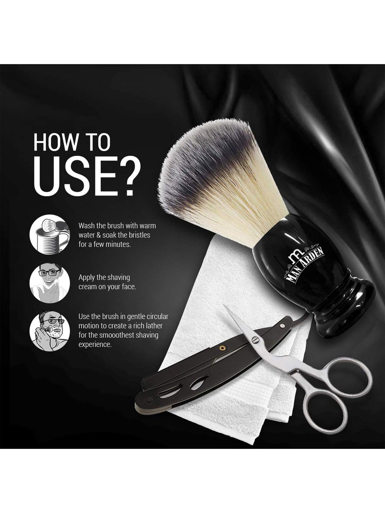 Pink Woolf Soft Synthetic Bristles Shaving Brush for Men Engineered Black Plastic Handle