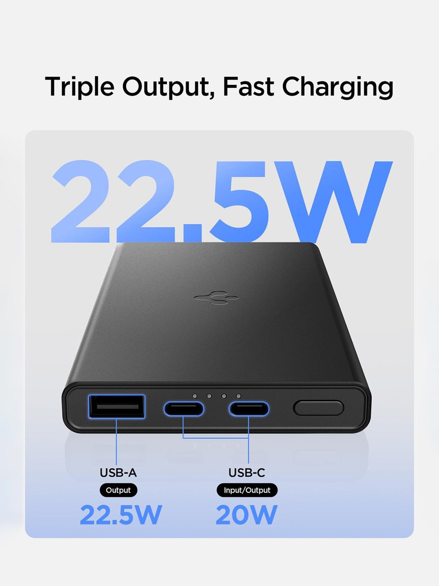 Spigen Durable Alloy Power Bank 10000mAh, 22.5W Fast Charging Power Bank (Black)