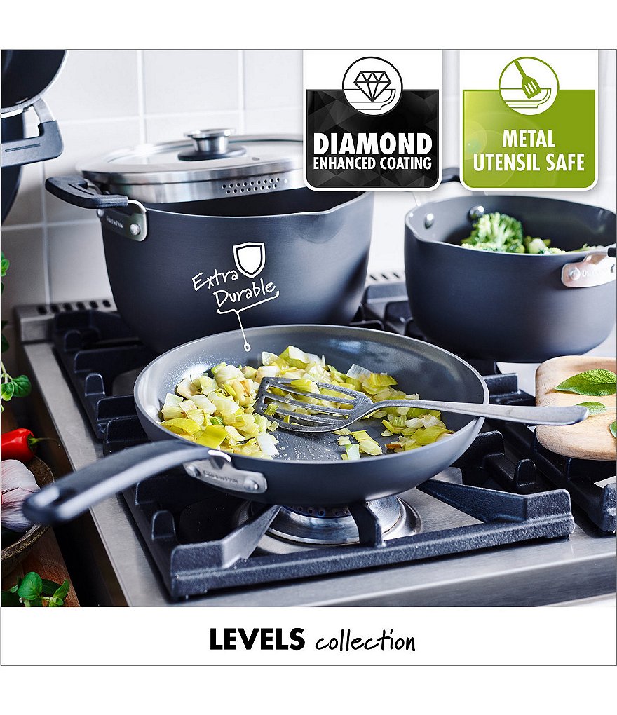 GreenPan Levels Hard Anodized Stackable Ceramic Nonstick Stockpot with Straining Lid, 6-Quart