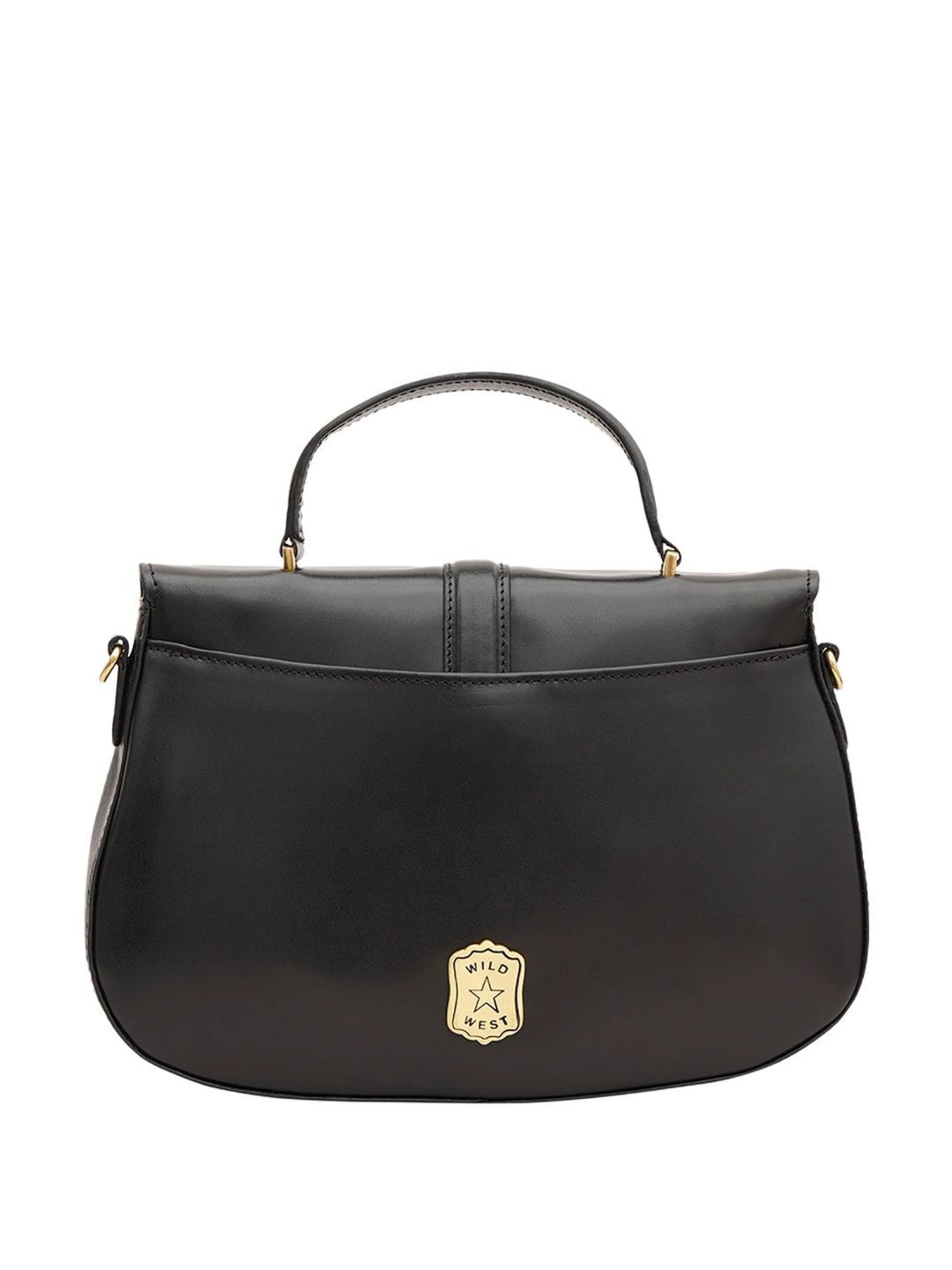 Hidesign WILD WEST  Black Solid Medium Satchel Handbag