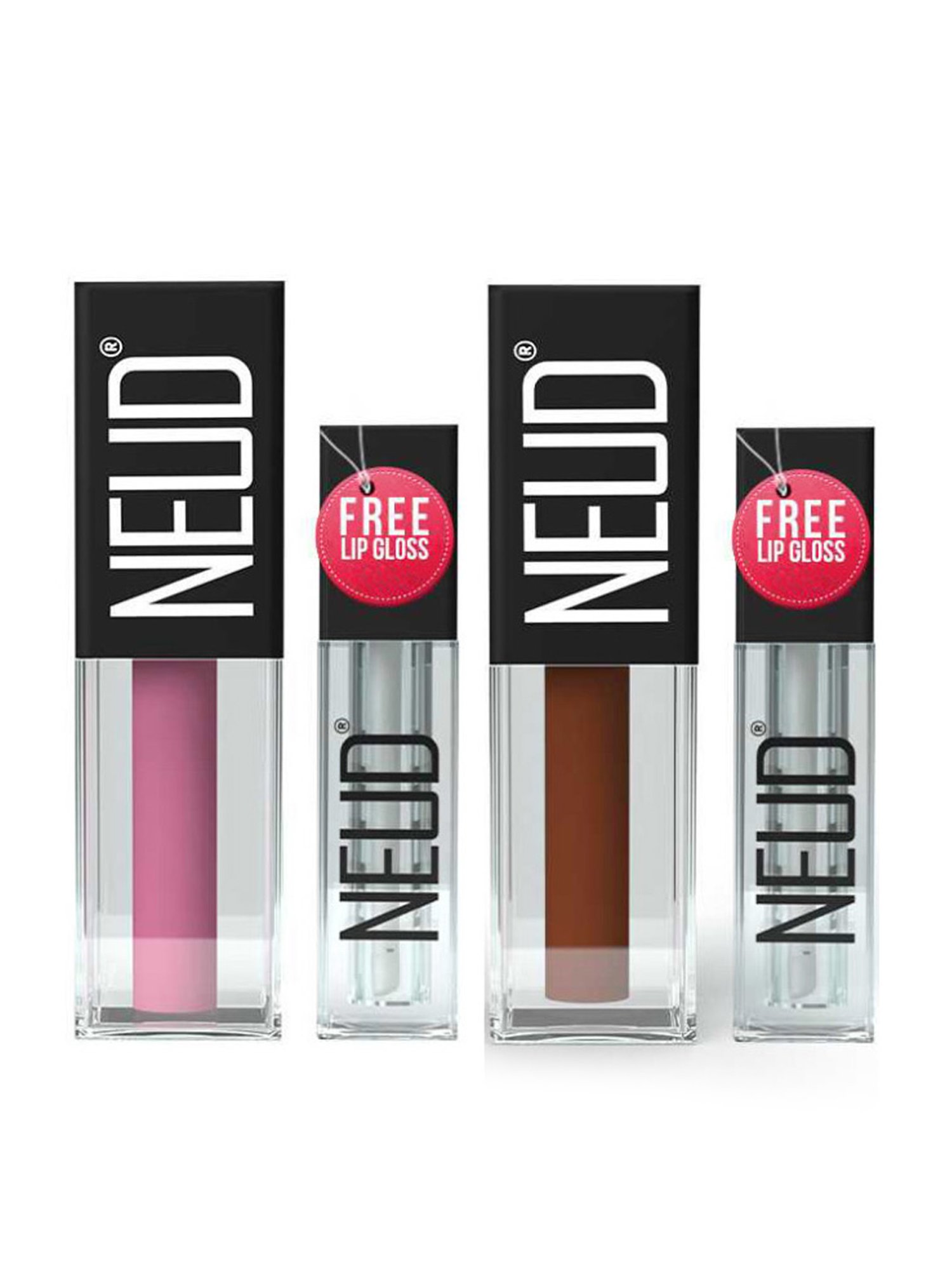 Neud Matte Liquid Lipstick Combo Supple Candy & Oh My Coco with Two Lip Gloss Free