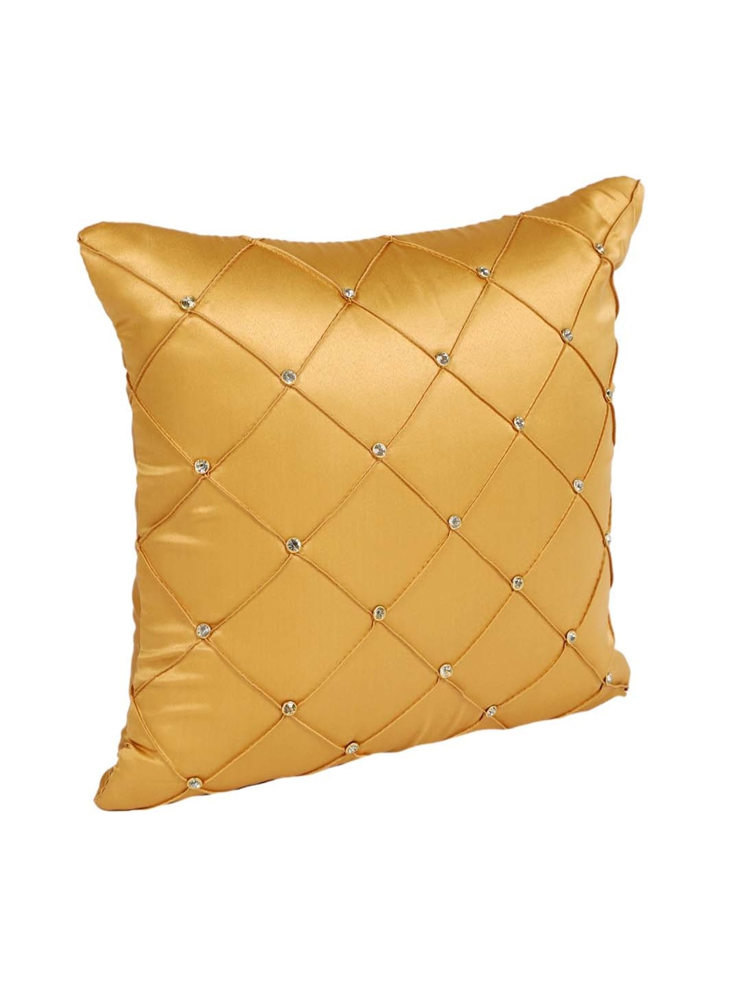 MFD HOME Furnishing Beige Satin Cushion Cover - Set of 1