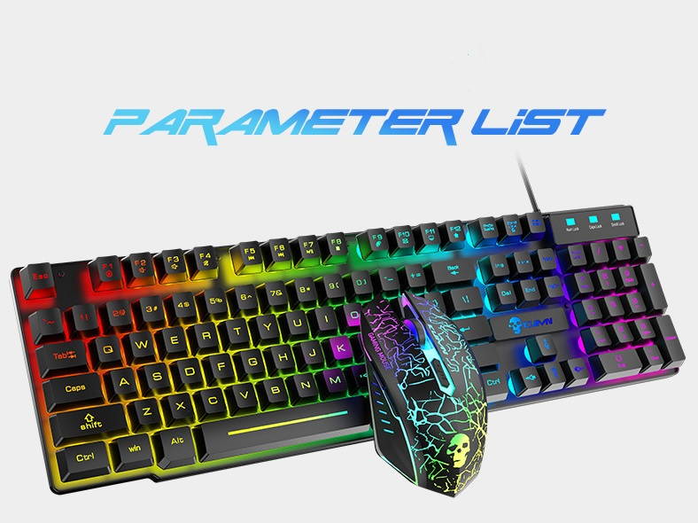 UKCOCO Wired Gaming Keyboard and Mouse Combo, Rainbow Backlit Gaming Keyboard with Multimedia Keys and Rainbow Backlit Gaming Mouse 2400 DPI, for Windows PC Gamers