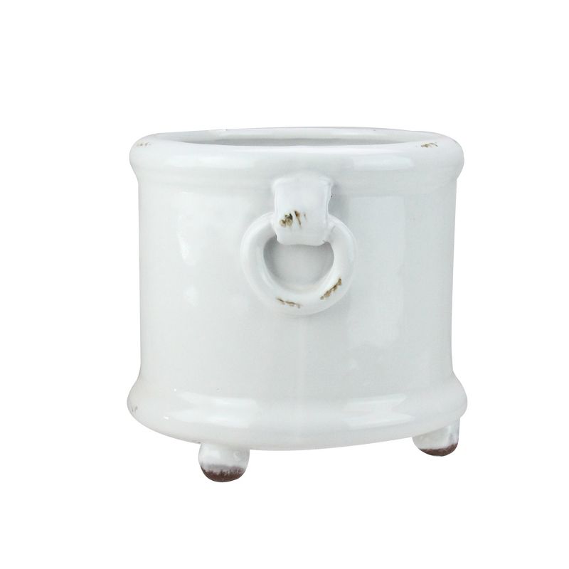 Napa Home & Garden 6.25" Weathered Indoor Planter with Handles and Feet - White