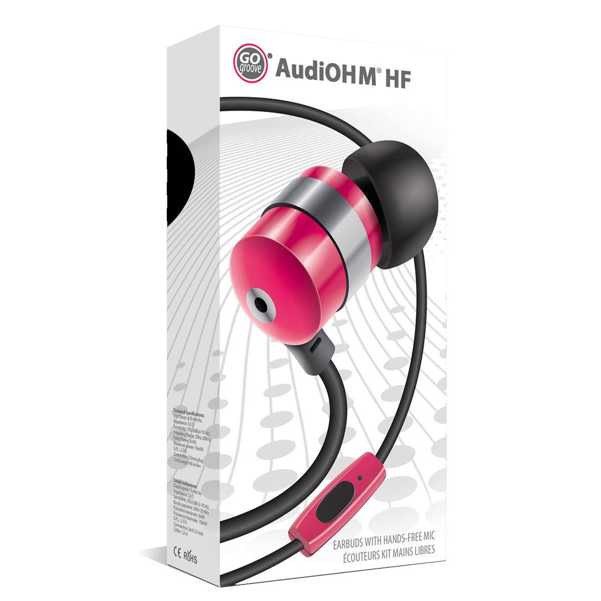 GOgroove audiOHM HF Ergonomic Earbuds Earphones w/ Hands-Free Microphone & Deep Bass ( Royal Red ) for Smartphones , Tablets , MP3 Players & More!