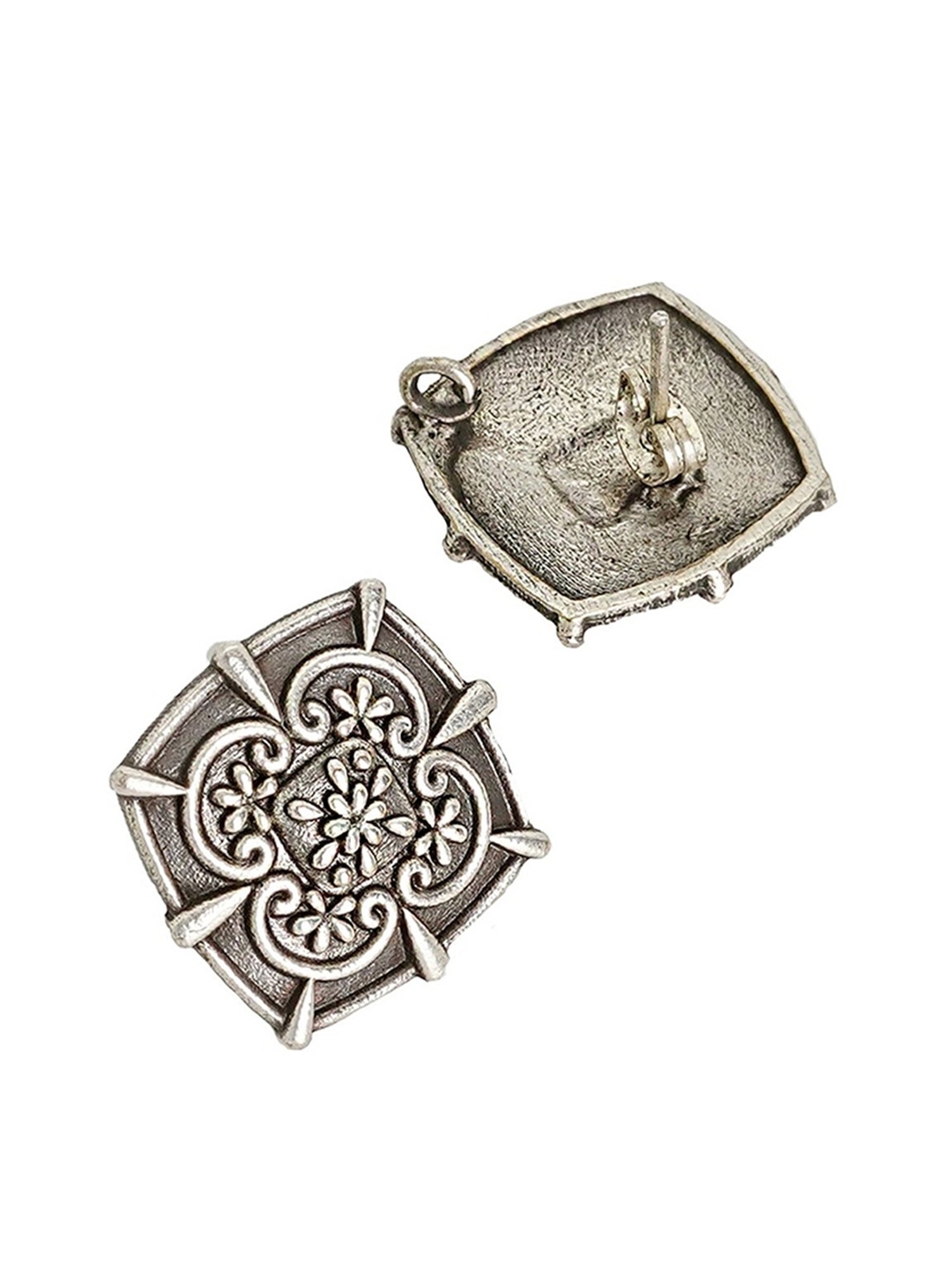 Teejh Ethnic Nysha Silver Oxidized Stud Earrings