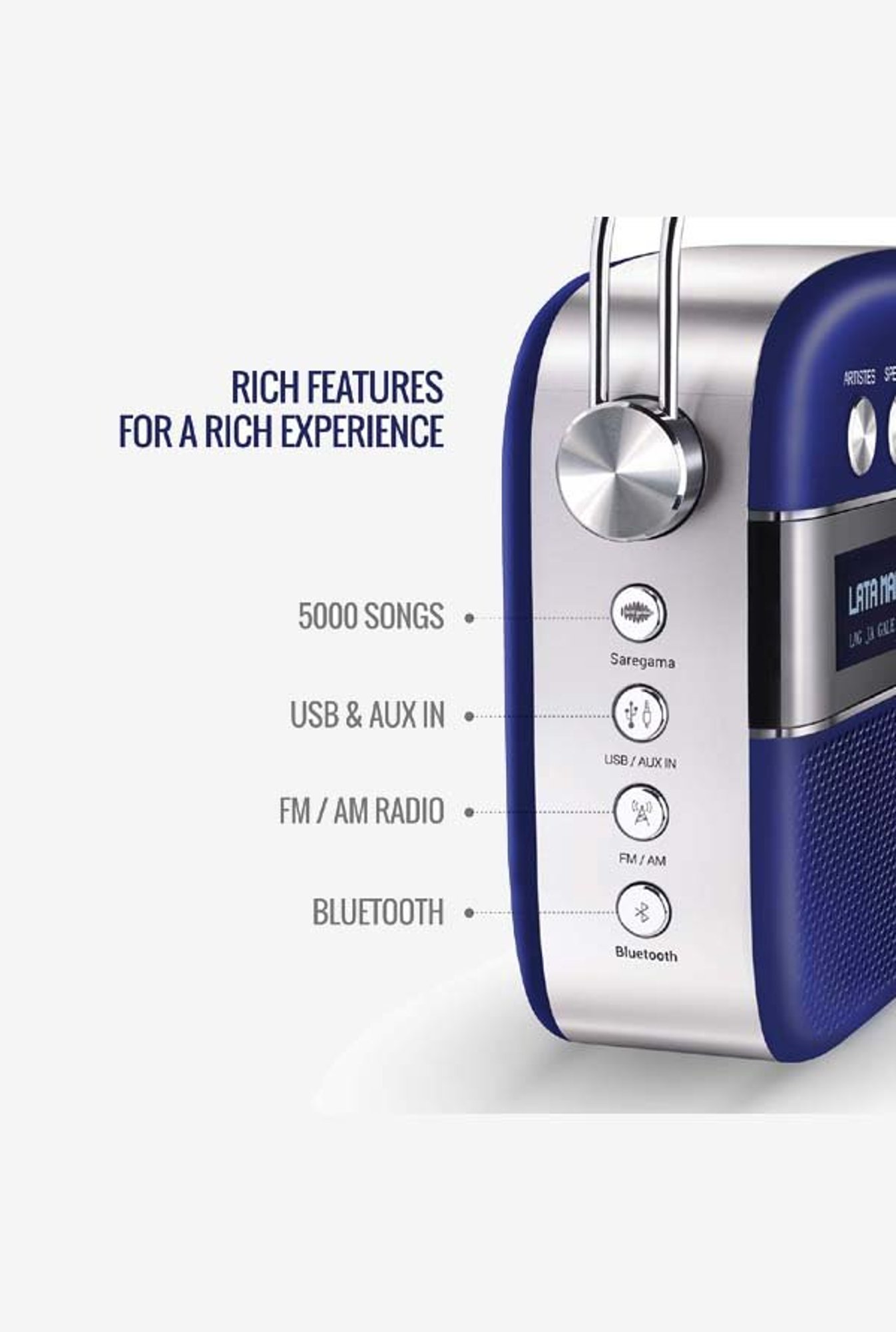 Saregama Carvaan SC230 Premium Portable Digital Music Player (Royal Blue)