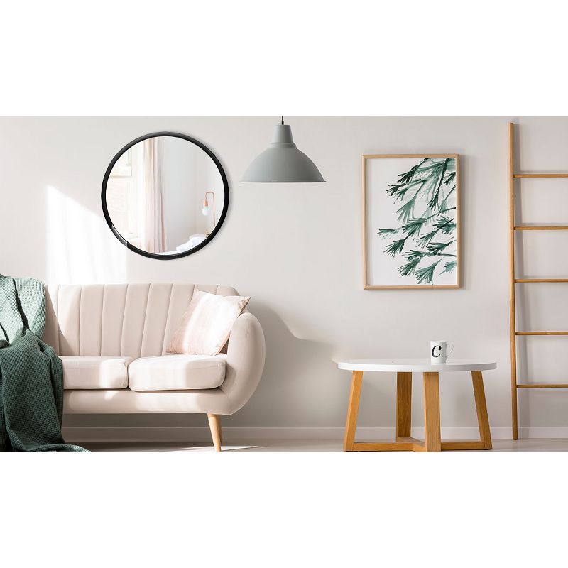 Infinity Instruments 20083BK Nera 22 Inch Round Hanging Wall Mounted Decorative Mirror with Black Matte Frame