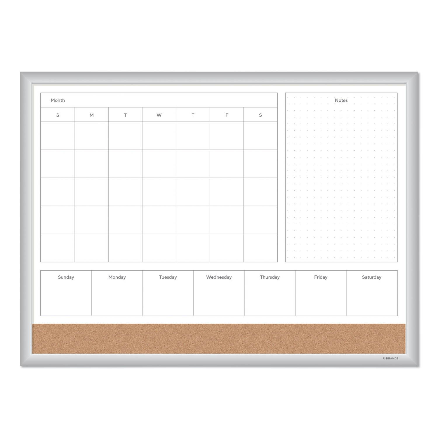 U Brands 4N1 Magnetic Dry Erase Combo Board 24 x 18 White/Natural 3890U00-01
