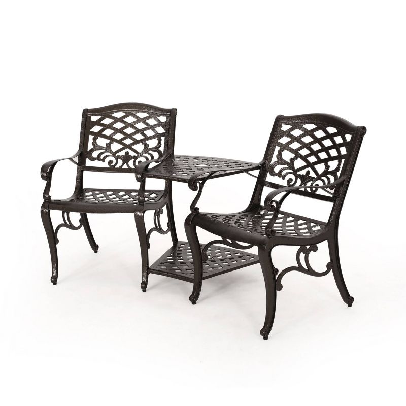 Sarasota Cast Aluminum Adjoining Patio Chair - Bronze - Christopher Knight Home