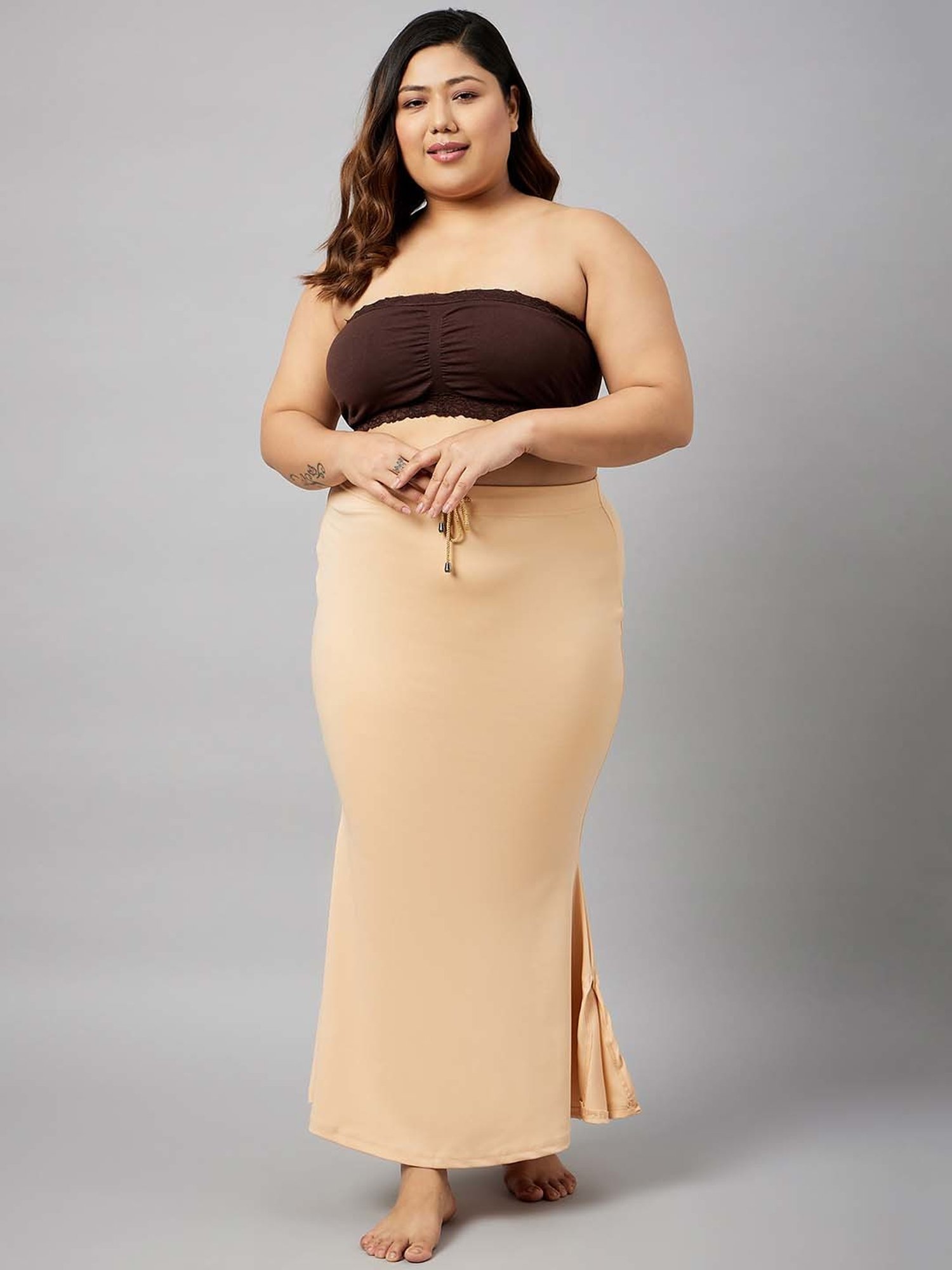 Secrets By ZeroKaata Black & White Plain Saree Shapewear - Pack Of 3