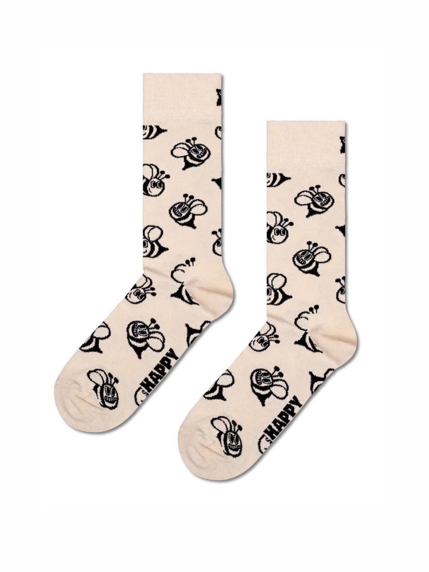 Happy Socks Bee Beige Cotton Printed Socks (36-40)
