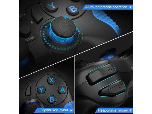 Switch Controller for Nintendo, BEBONCOOL Wireless Controller for Nintendo Switch/ Switch Lite Console, Switch Remote Pro Controller Gamepads with Dual Shock Gyro Axis Blue Anti-Skid