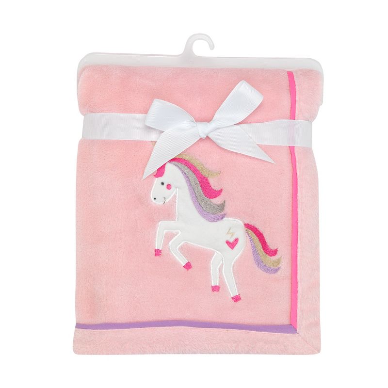 Lambs & Ivy Magic Unicorn Pink/Rainbow Fleece Baby Blanket