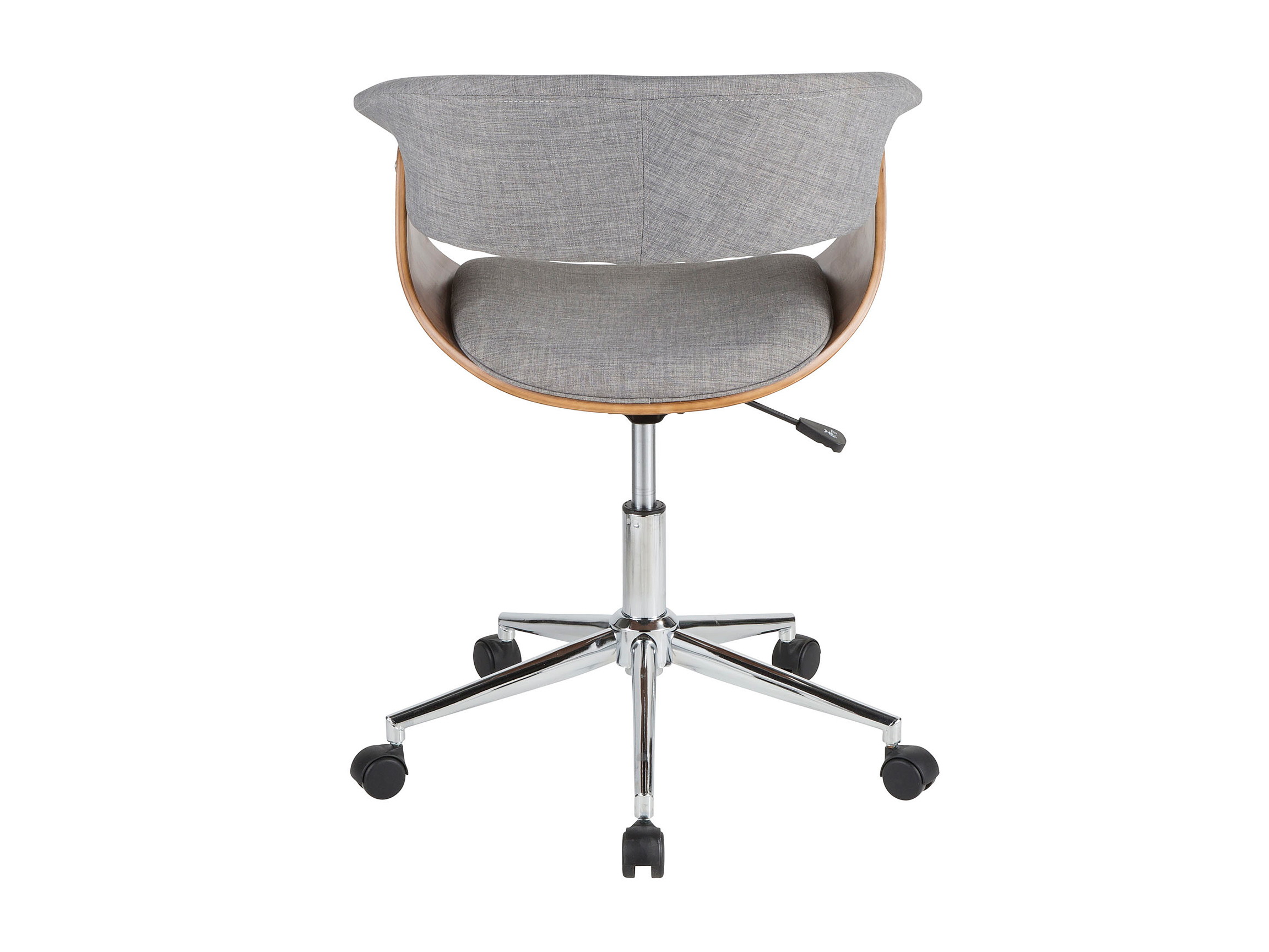 Vintage Mod Mid-Century Modern Office Chair in Walnut Wood and Light Grey Fabric by LumiSource