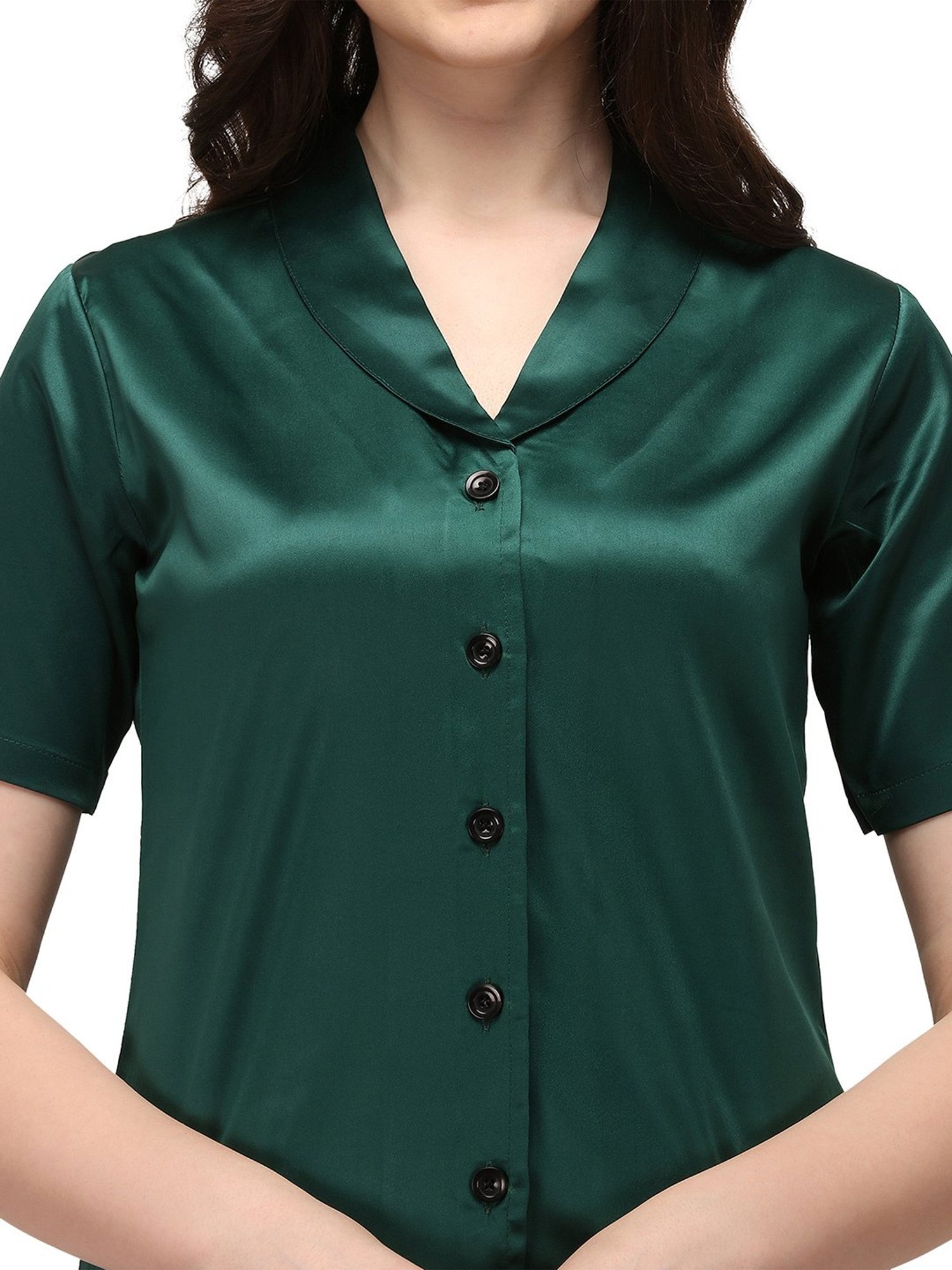 Smarty Pants Green Satin  Shirt With Pyjamas