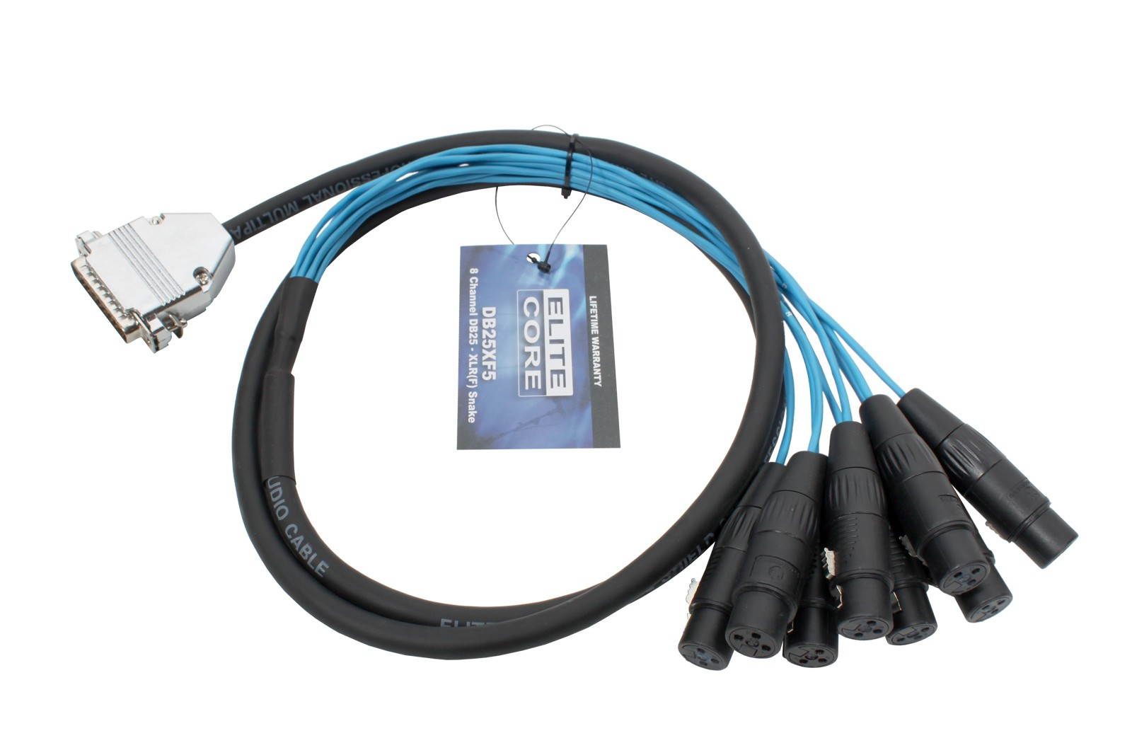 Elite Core 25-pin D-Sub to 8 XLR Female Breakout Snake Cable - 5' length
