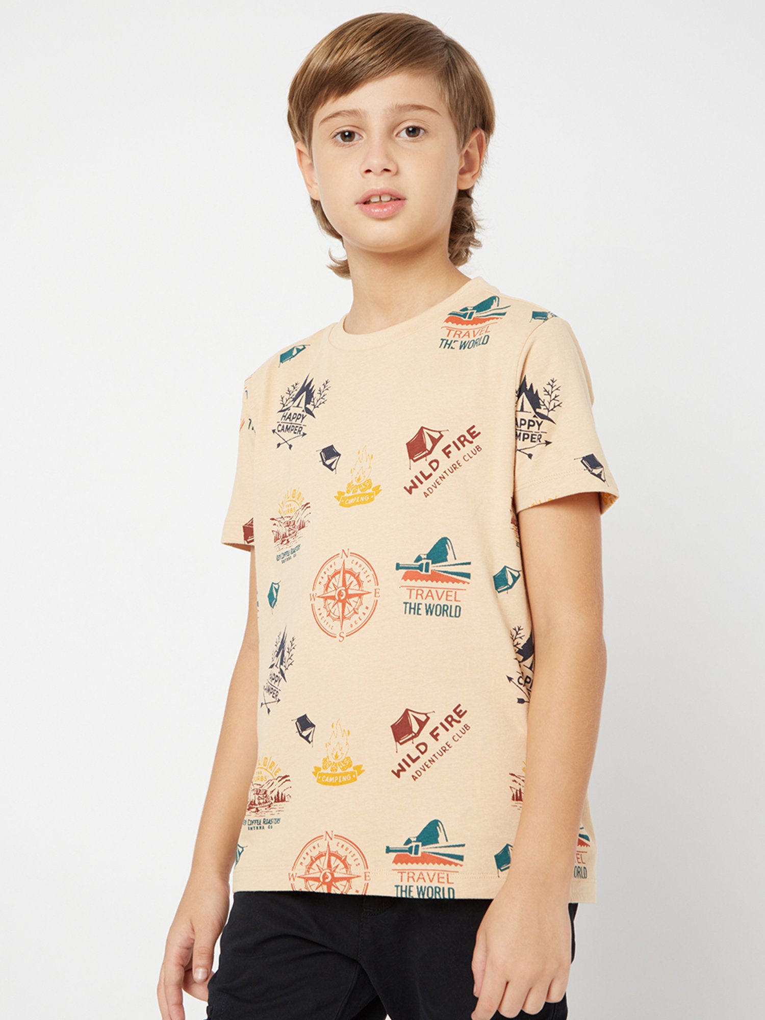 GAS Kids Beige Printed T-Shirt