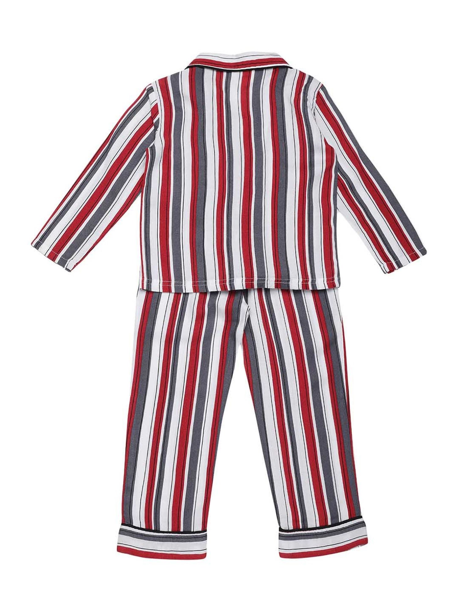 Mystere Paris Kids Maroon & Grey Striped Shirt & Pyjamas