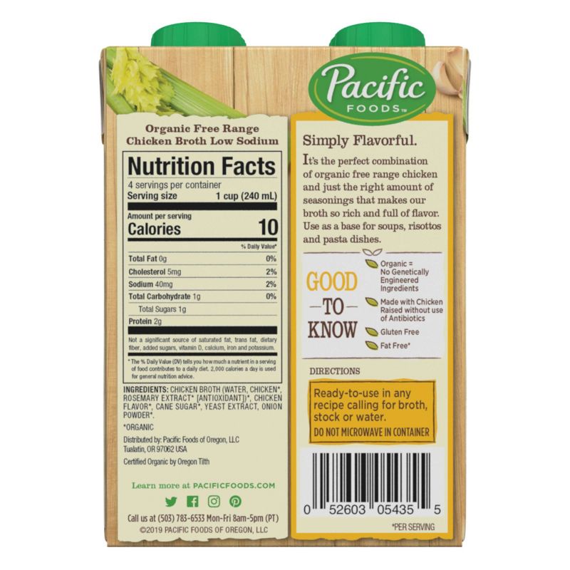 Pacific Foods Organic Low Sodium Chicken Broth 8oz/4ct