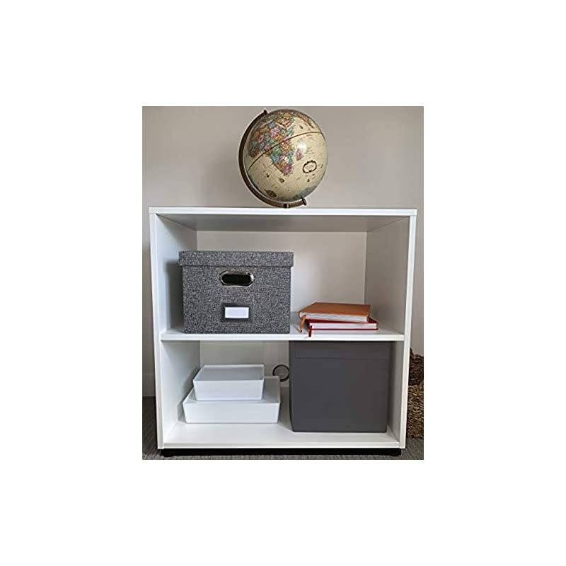 Box Organizer and 10 folders (Letter Size) - Decorative Linen Hanging Box with Lid - Letter/Legal Office Storage Box