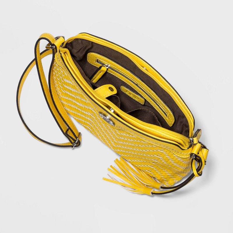 Bolo Zig Zag Woven Multi Compartment Crossbody Bag - Yellow