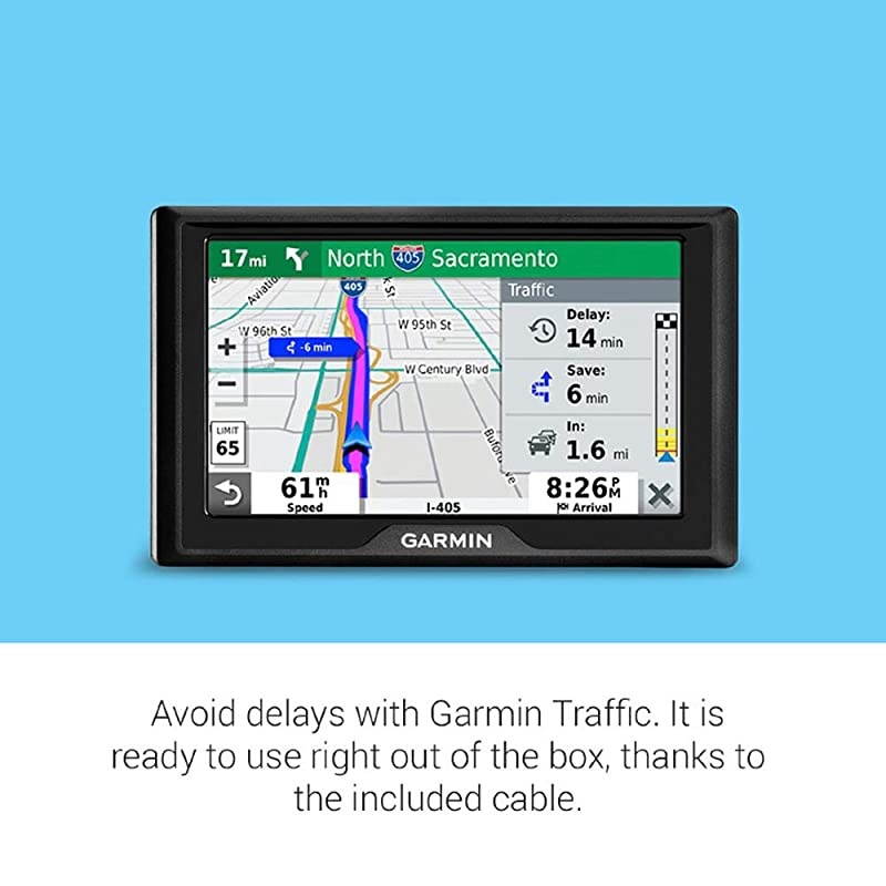 Drive 52 amp Traffic GPS navigator with 5 display features easytoread menus and maps traffic alerts plus information to enrich road trips