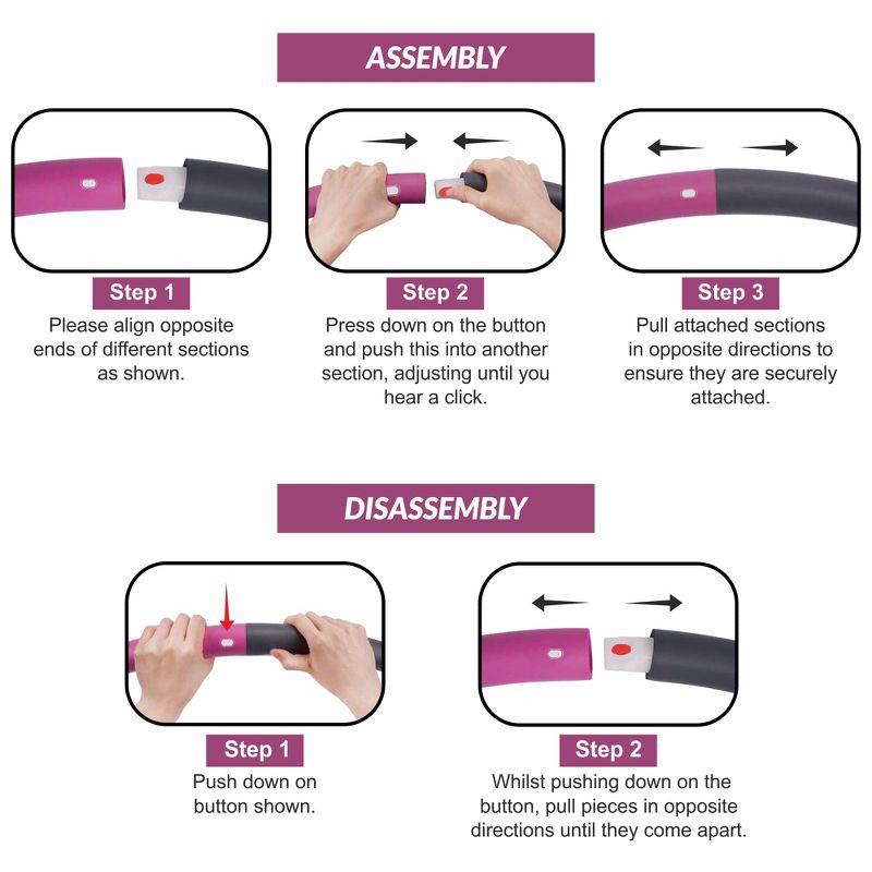 HolaHatha 900G 6 Piece Weighted Foam Padded Fitness Hula Hoop for Home Workouts, Cardio Exercise, and Core Muscle Toning for Adult Weight Loss