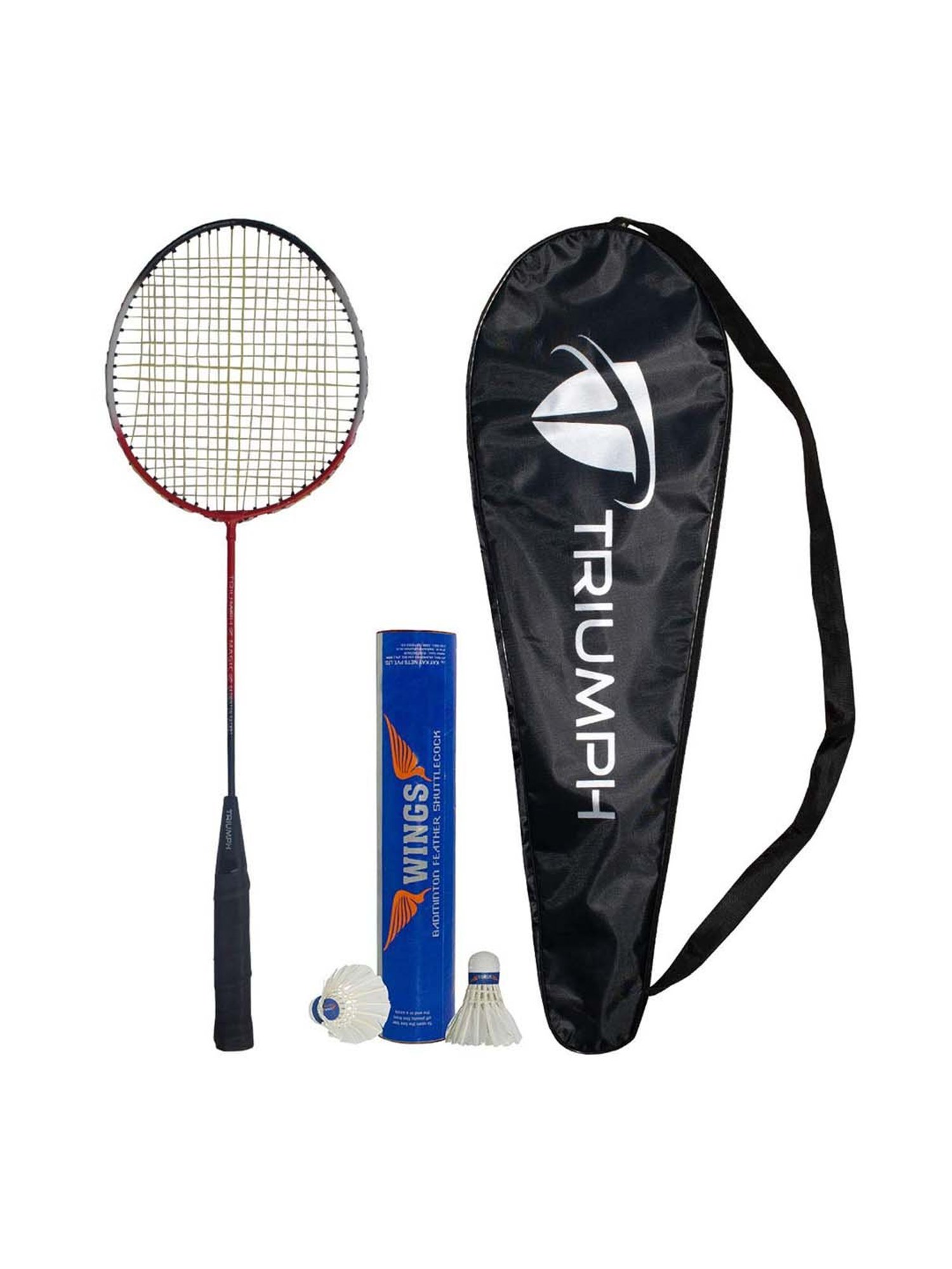 Triumph Red & White Badminton Racquet with Wings Feather Shuttlecock (10Pcs)