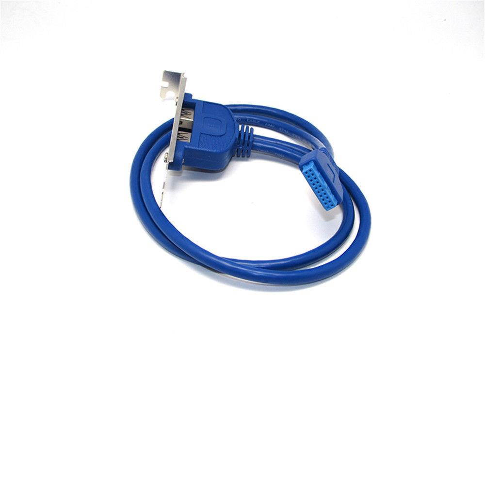 Deconn USB 3.0 Bracket to 20-Pin Back Panel Expansion Header Cable 2-Port blue