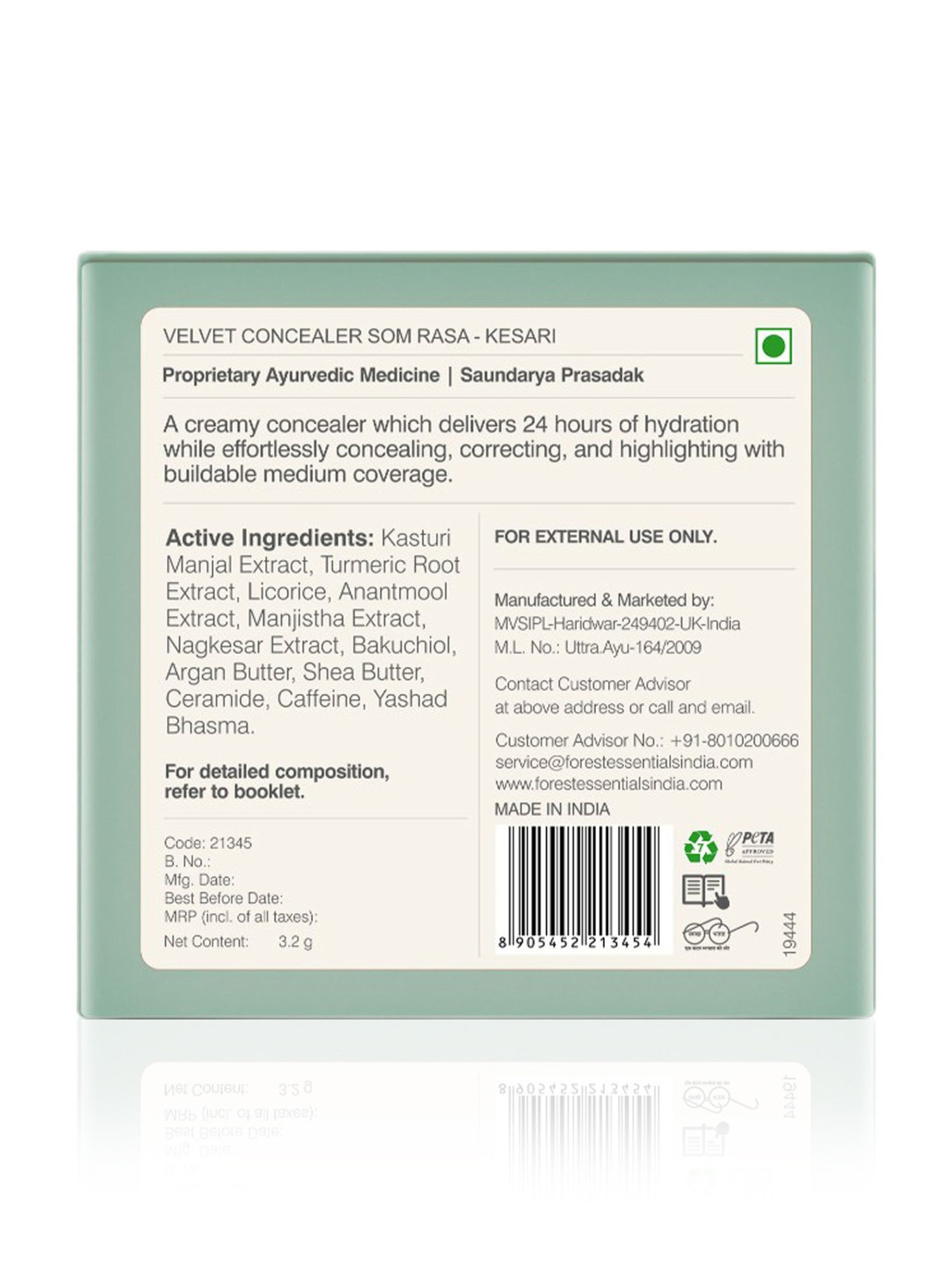 Forest Essentials Som Rasa Velvet Natural Kesari Medium Coverage Creamy Concealer - 3.2 gm