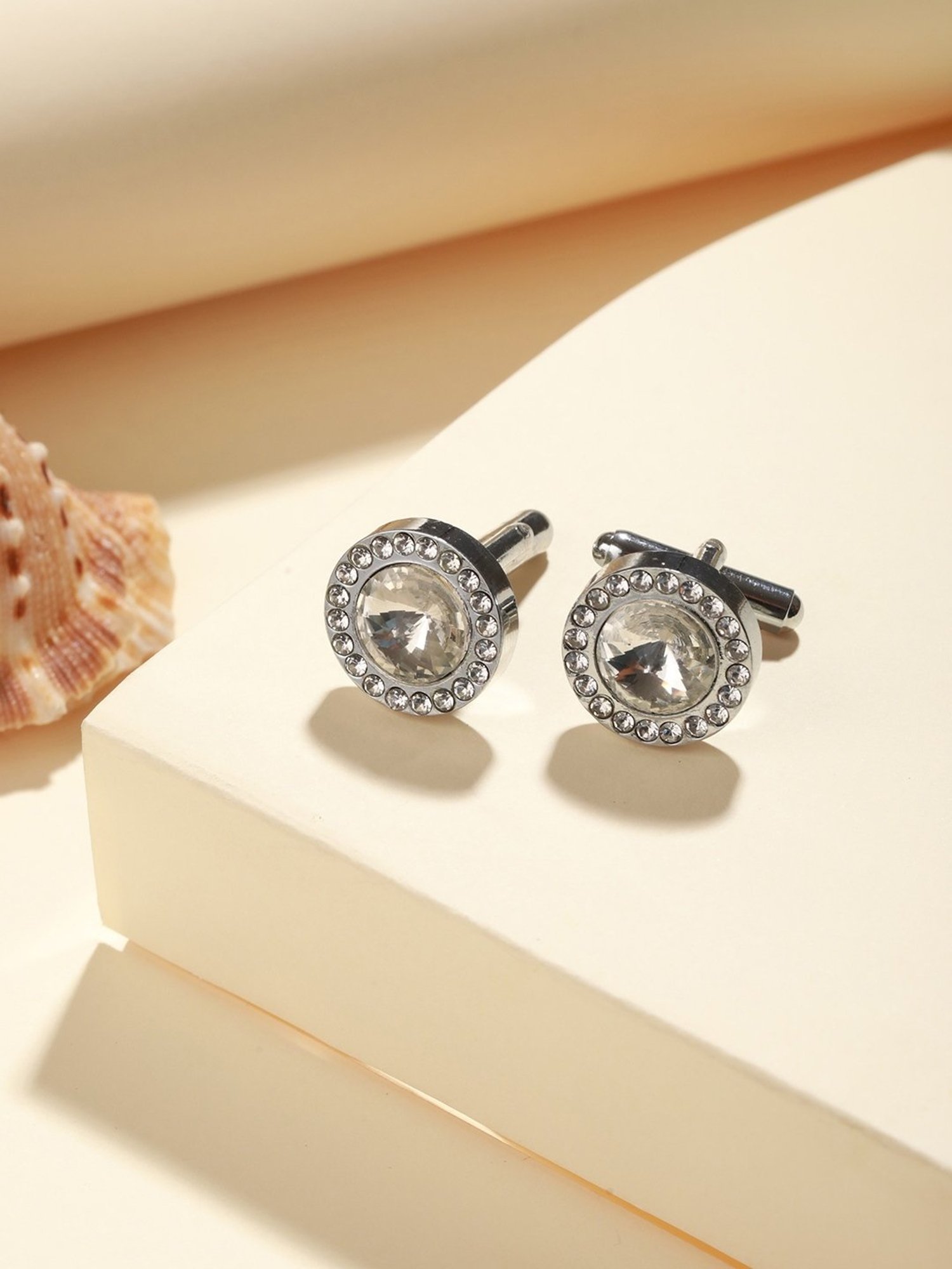 Bold by Priyaasi Halo Circle Golden Cufflinks for Men