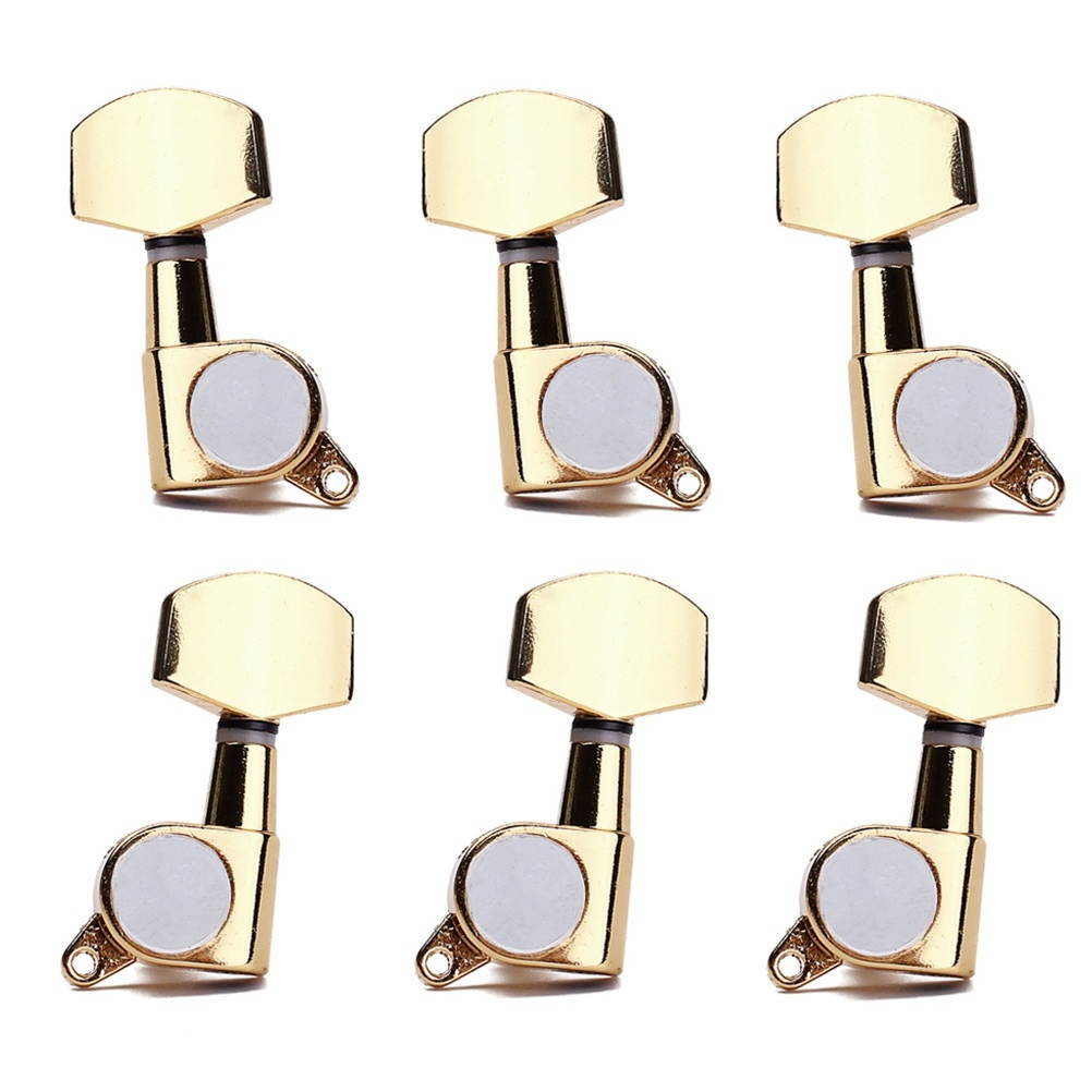 6 PCS 3L 3R Gilding Classical Guitar Tuning Pegs Keys Locking Tuner Machine Heads with Threaded Bushing Ferrules Screws Chrome Finish for Electric Guitar