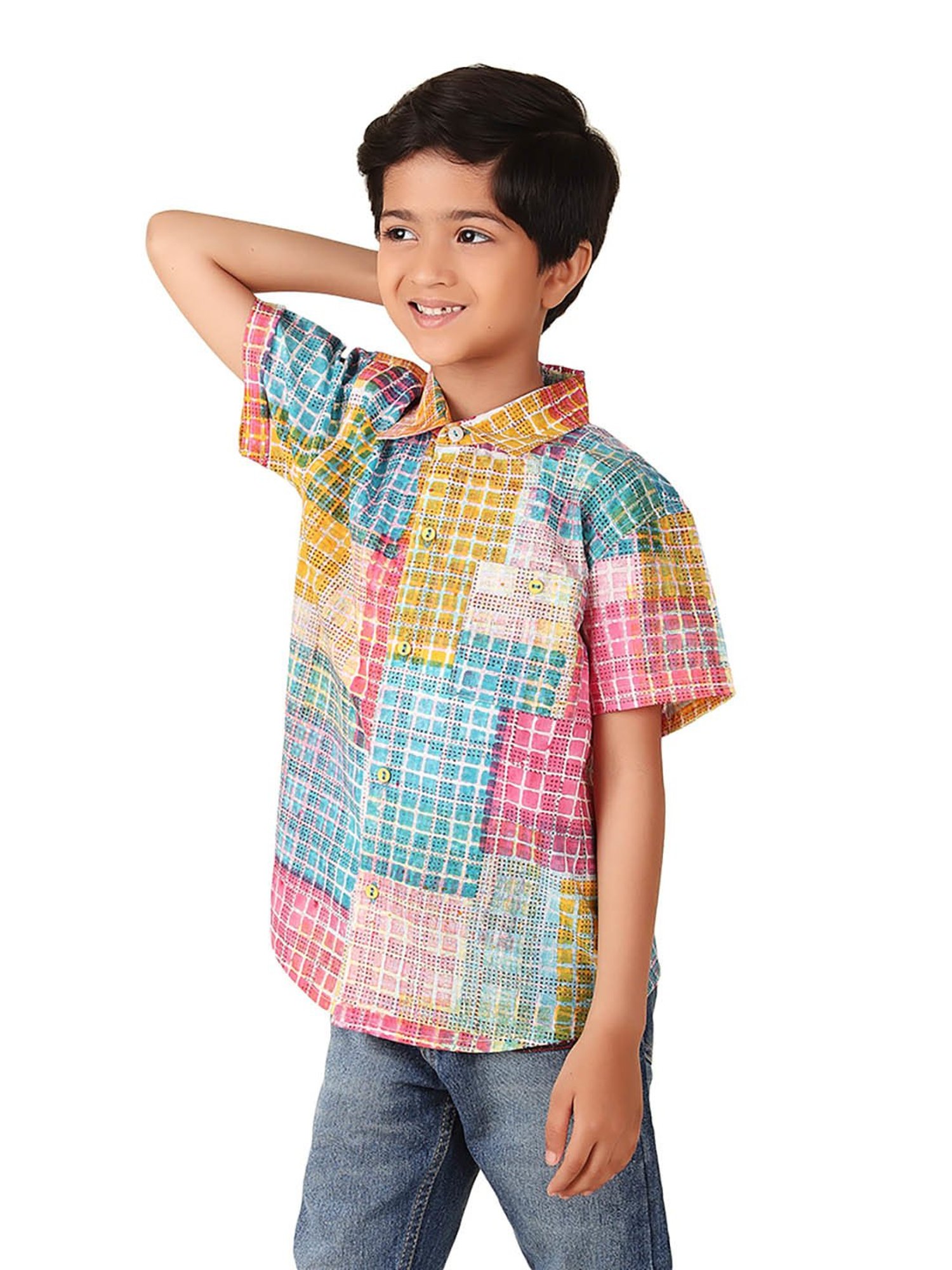 Fabindia Kids Multicolor Printed Shirt