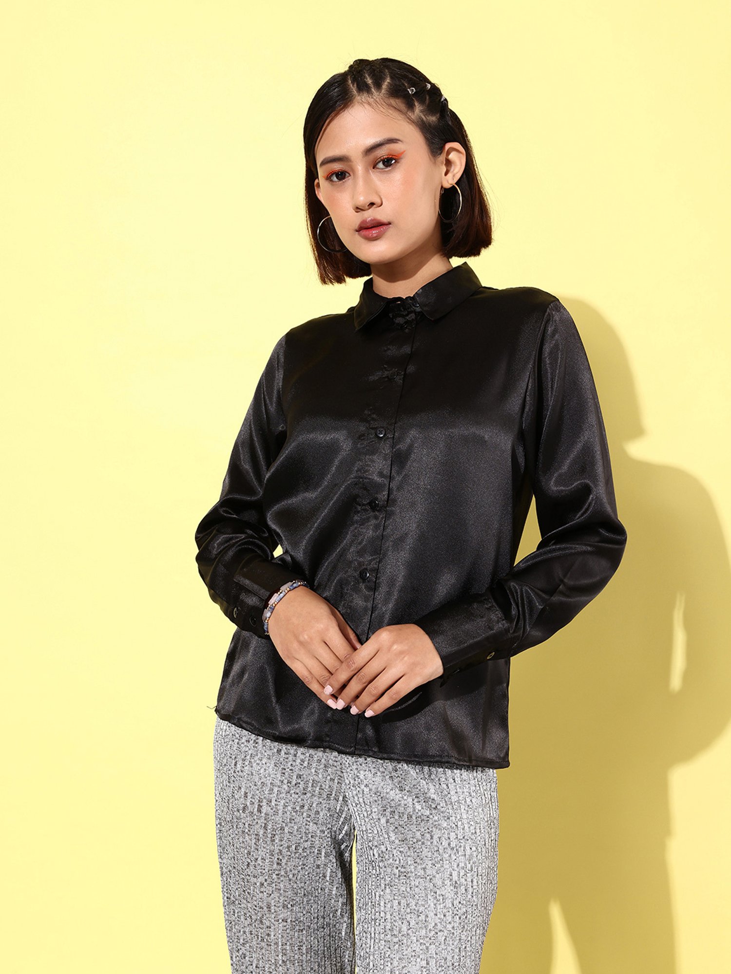 Anvi Be Yourself Black Regular Fit Shirt