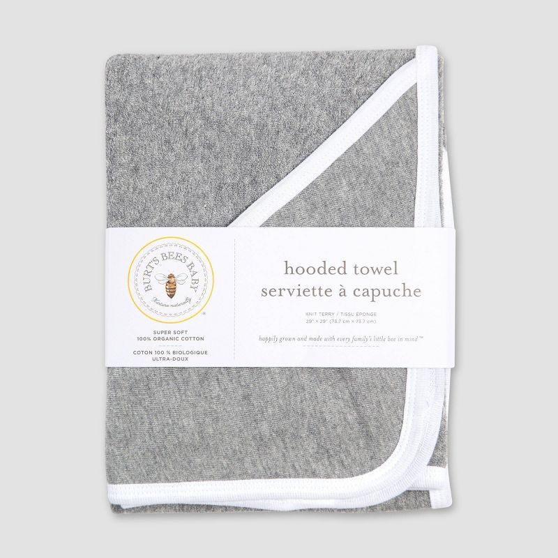 Burt's Bees Baby® Organic Cotton Hooded Towel - Heather Gray