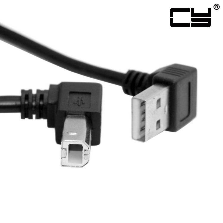 CHENYANG Down Angled USB 2.0 A Male to B Male Up Angled 90 Degree Printer Scanner HDD Cable 35cm