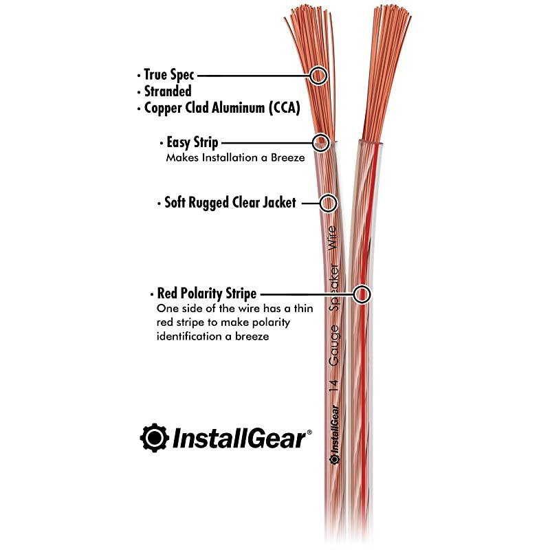 14 Gauge AWG 500ft Speaker Wire Cable Clear