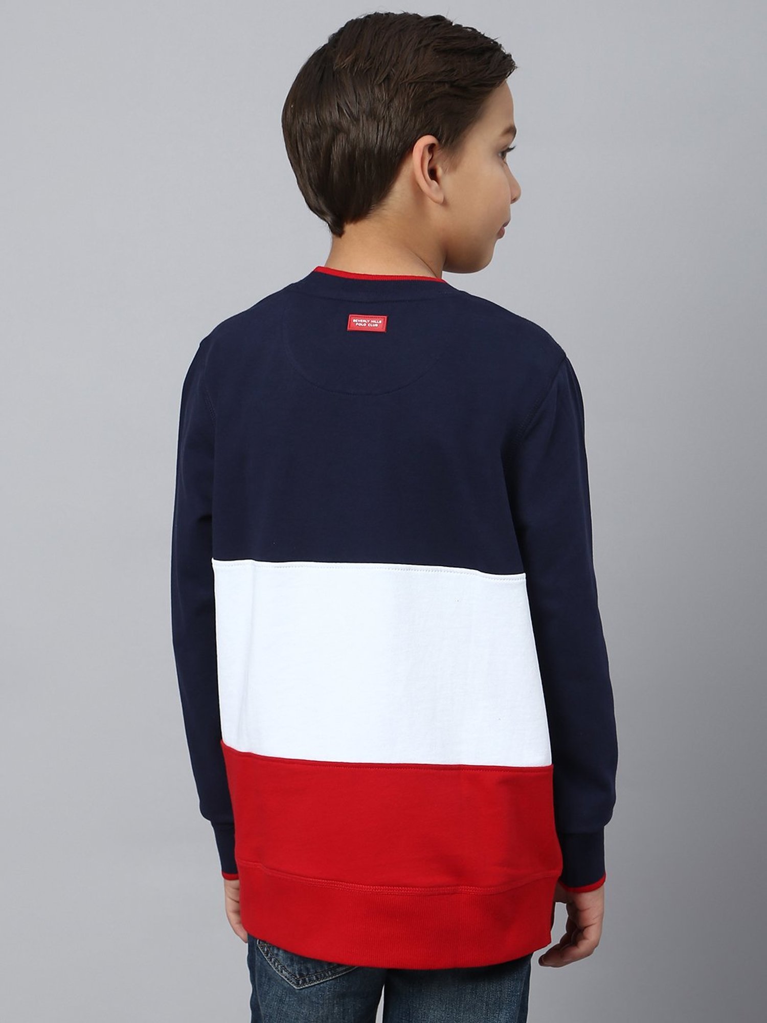 Beverly Hills Polo Club Kids Multicolor Color Block Full Sleeves Sweatshirt