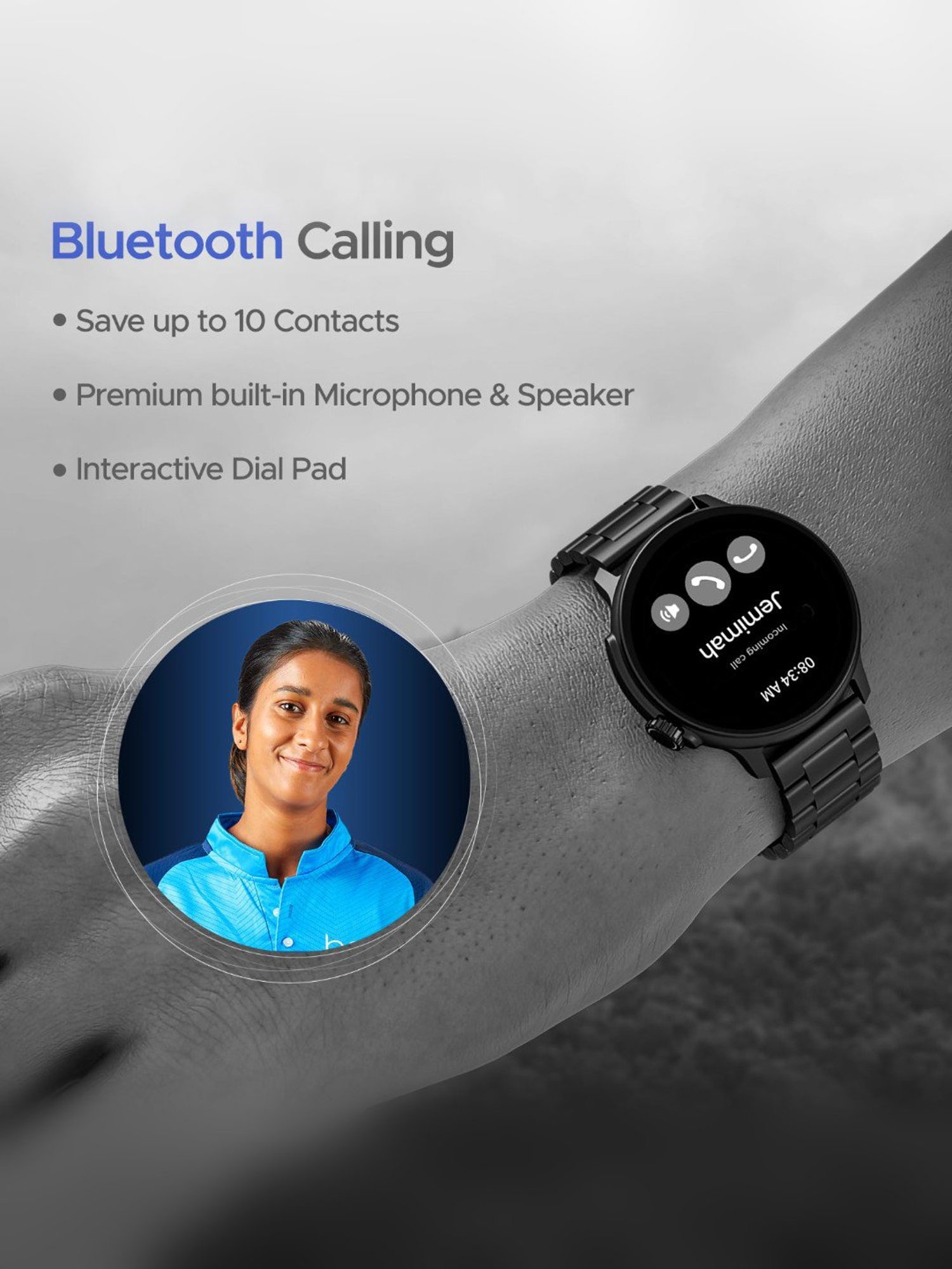 Boat Lunar Tigon Advanced BT Calling Smartwatch with 1.45 inch AMOLED Display & IP67 (Steel Black)