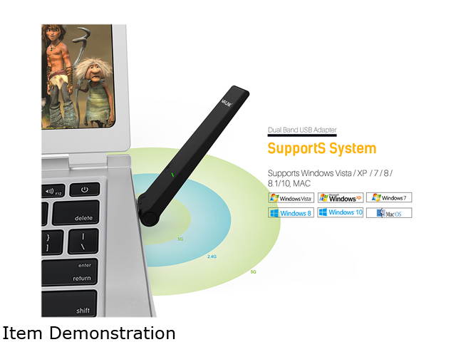 Wavlink AC600 USB Wifi Adapter, 600Mbps Dual Band Wireless Adapter, 802.11ac, High Gain 3dbi Antenna Network Adapter, 2.4G/150Mbps + 5G/433Mbps For PC, Windows XP/Vista/7/8/8.1/10 (32/64bits) MAC OS