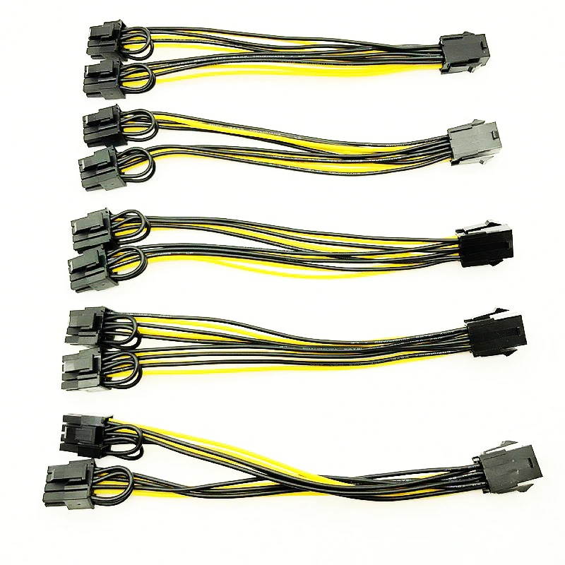 5PCS PCI-E 6-pin to Dual 6+2-pin (6-pin/8-pin) Power Splitter Cable Graphics Card PCIE PCI Express 6Pin to Dual 8Pin Power Cable