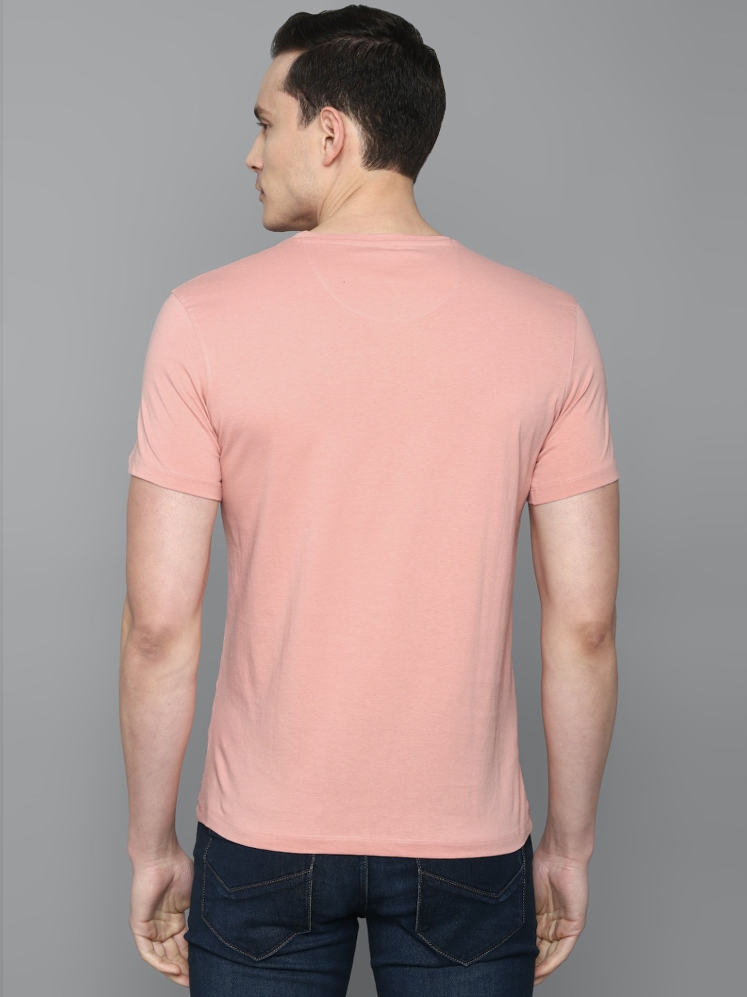Louis Philippe Jeans Pink Cotton Slim Fit T-Shirt