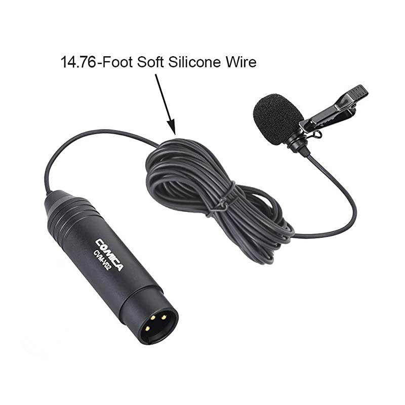 CVMV02O Phantom Power Omnidirectional XLR Lavalier Lapel Microphone for Canon Sony Panasonic Camcorders ZOOM H4n H5 H6 Tascam DR40 DR60D DR70D DR100 Recorders1476 fts