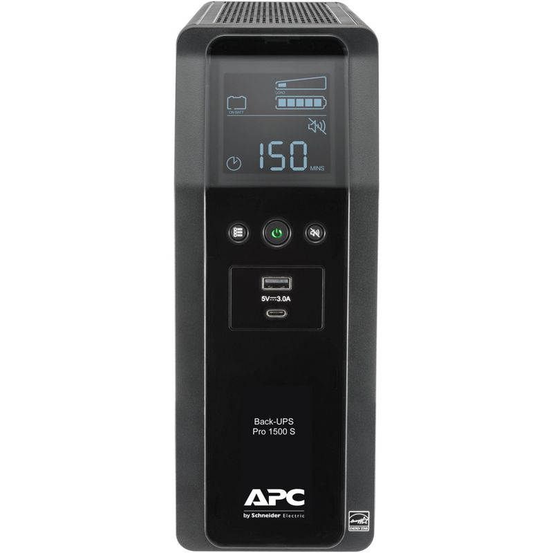 APC by Schneider Electric Back-UPS Pro BR1500MS 1.5KVA Tower UPS - Tower - 16 Hour Recharge - 120 V AC Input - 120 V AC Output - 10 x NEMA 5-15R