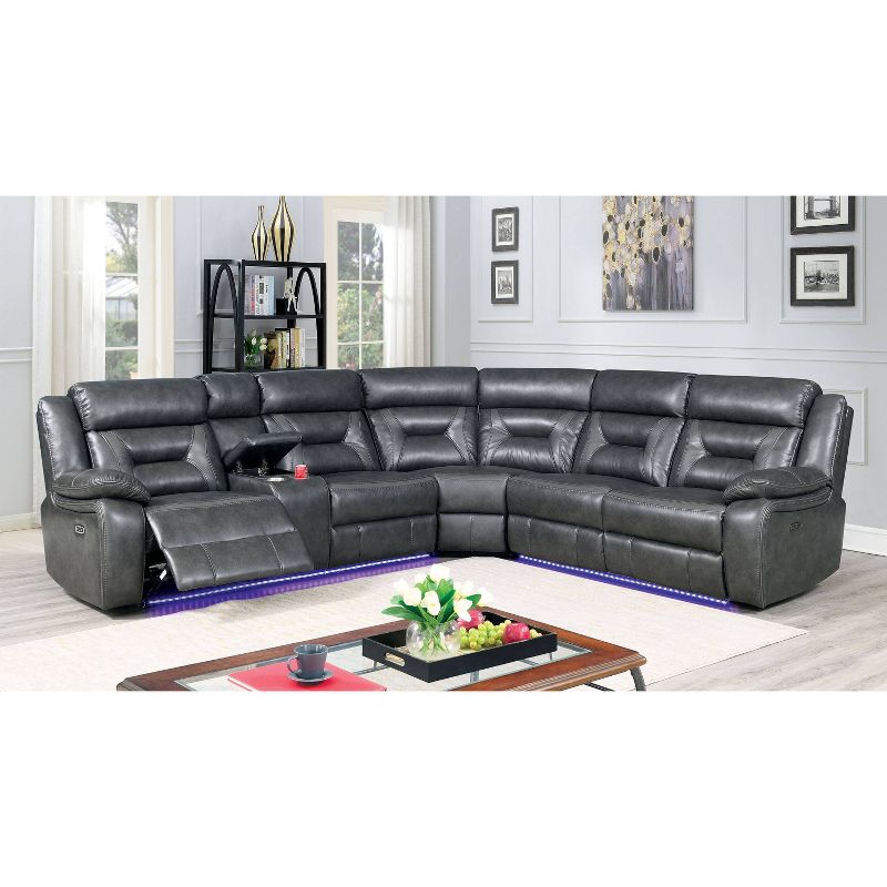Kent Upholstered Power Recliner Sectional Gray - miBasics