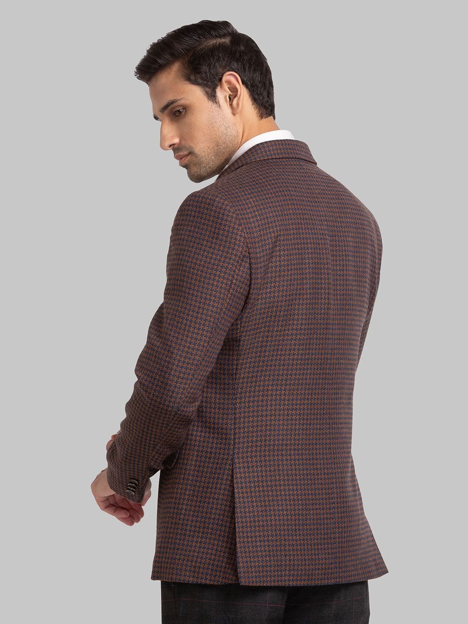 Park Avenue Brown Super Slim Fit Printed Blazer